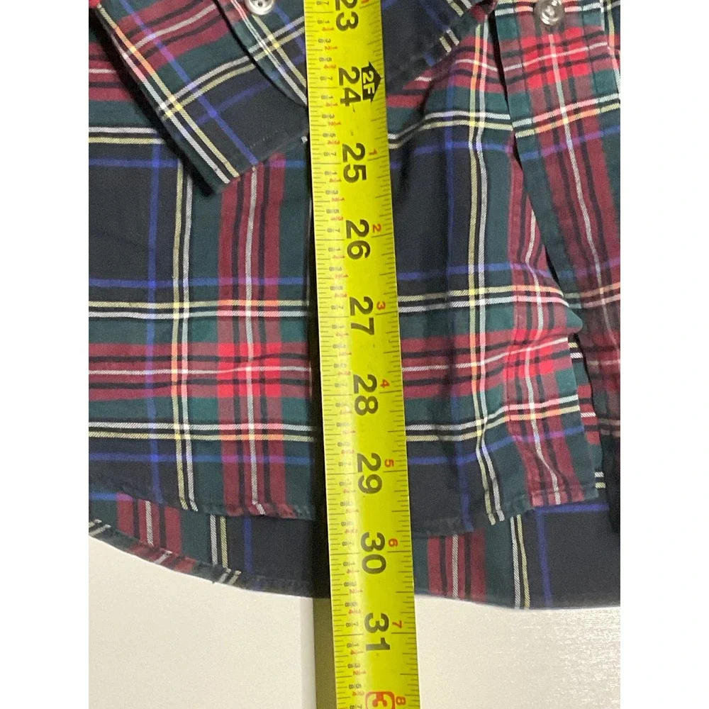 Polo Ralph Lauren men's tartan plaid button shirt slim fit cotton red blue Large